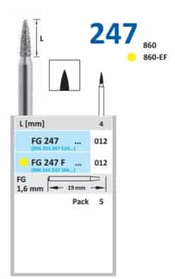 BUR HORICO DIAMOND FLAME POINTED FG247F012