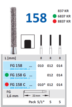 BUR HORICO DIAMOND CYLINDER FG158G
